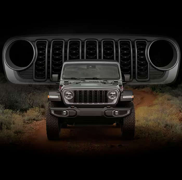 Jeep Wrangler, вигляд спереду, радіаторна решітка